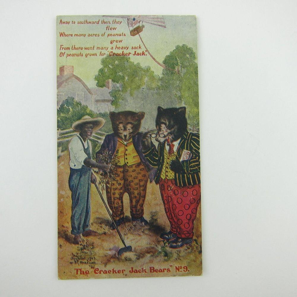 Postcard Cracker Jack Bears Peanut Farmer No. 9 Advertising Antique 1907 RARE